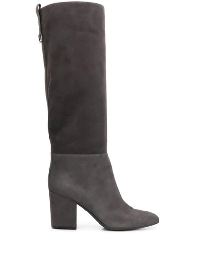 Sergio Rossi Knee Length Leather Boots In Grey