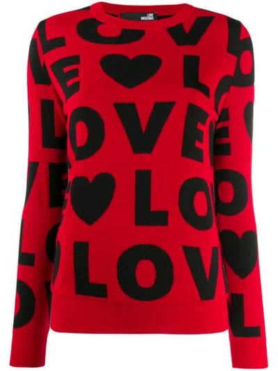 Love Moschino Patterned 'love' Jumper In Red