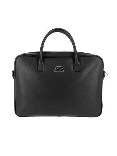 Armani Collezioni Armani Exchange Shoulder Bag Armani Exchange Work Bag In Saffiano Synthetic Leather With Shoulder St In Black