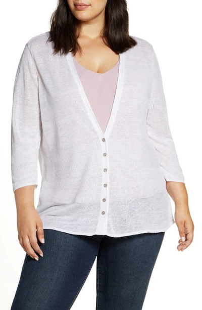 Nic + Zoe Divinie Lightweight Cardigan In Paper White
