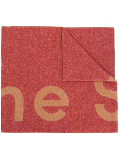 Acne Studios Logo Scarf In Red