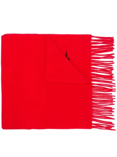 Acne Studios Embroidered Scarf In Red