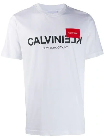 Calvin Klein Reverse Logo Print T-shirt In White