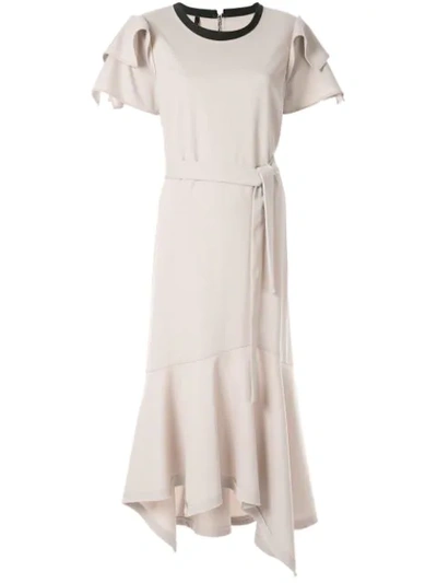 Taylor Adorn Ruffled Dress In Neutrals