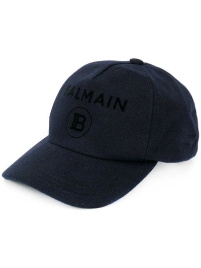 Balmain Logo Print Baseball Cap In Black