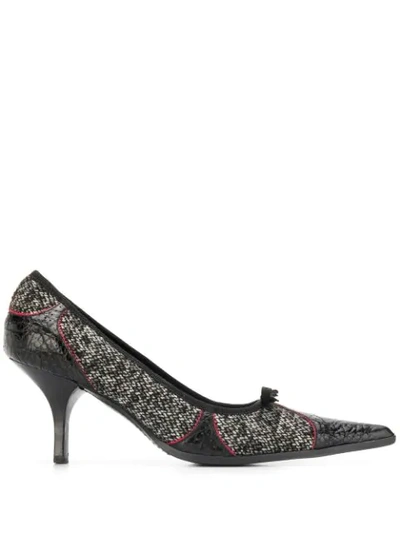 Pre-owned Prada 2000's Tweed Pumps In Black