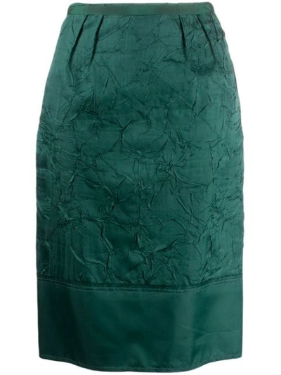 N°21 Crinkled Effect Pencil Skirt In Green