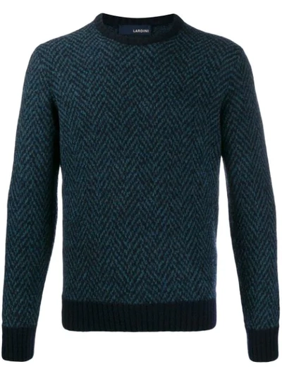 Lardini Herringbone Knit Sweater In Blue