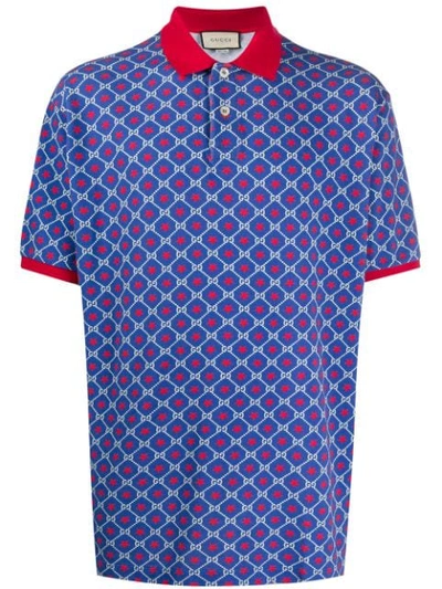 Gucci Gg Pattern Polo Shirt In 9745 Blue