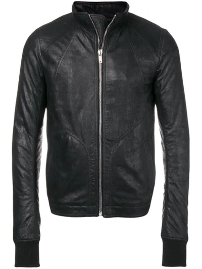 Rick Owens Zipped Leather Jacket In Black