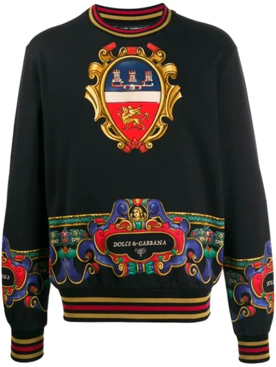 Dolce & Gabbana Emblem Print Sweatshirt In Black