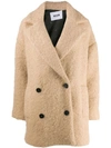 Msgm Oversized Double-breasted Coat In Neutrals