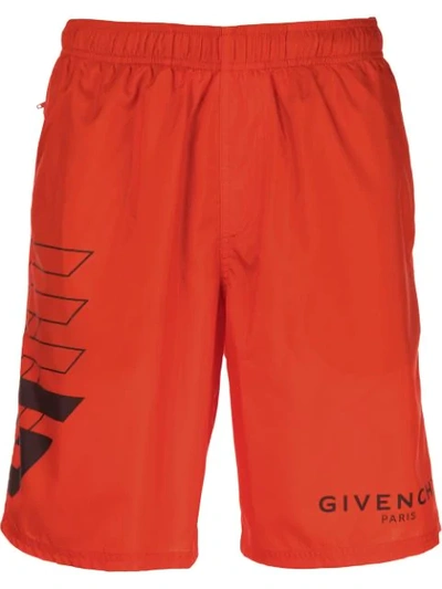 Givenchy Logo Printed Track Shorts - Orange