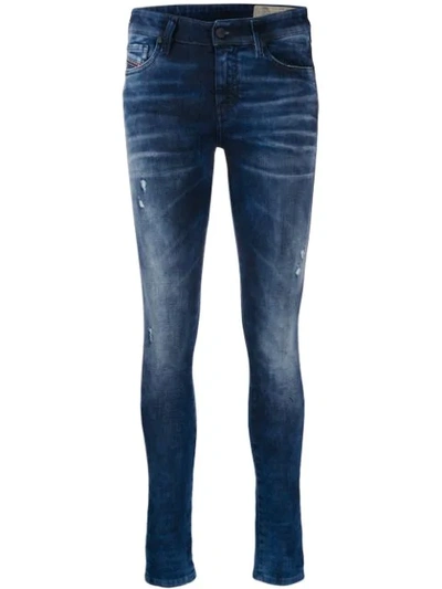 Diesel Slim Faded Jeans In Blue