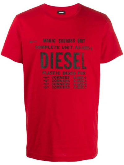 Diesel Logo Print T-shirt In Red