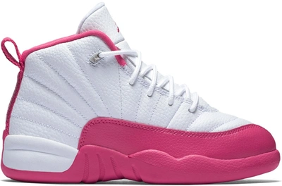 Pre-owned Jordan 12 Retro Dynamic Pink (ps) In White/vivid Pink-metallic Silver