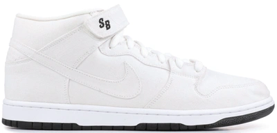 Pre-owned Nike  Sb Dunk Mid Tokyo Canvas In White/white