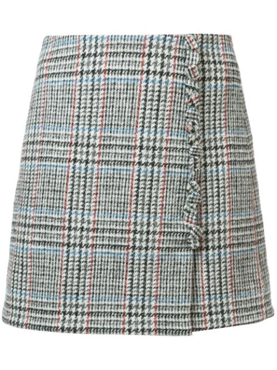 Adam Lippes Scottish Tweed Mini Wrap Skirt With Buttons In White