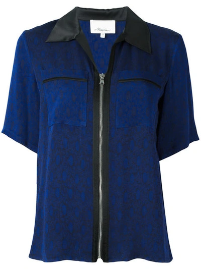 3.1 Phillip Lim Zipped Short Sleeve Shirt In Blue