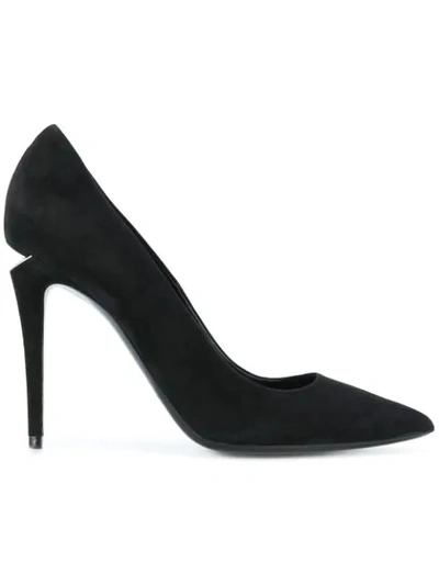 Alexander Wang Tia Suede High Heel Pump With Rhodium In Black