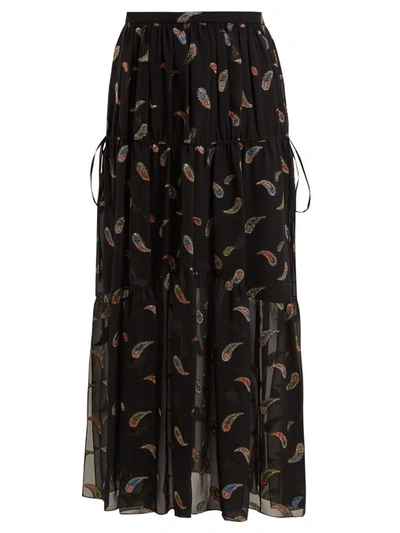 Chloé Paisley Lurex Jacquard Long Chiffon Skirt In Nr001 Black