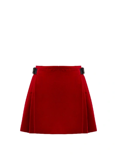 Christopher Kane Crystal-embellished Cotton-blend Velvet Skirt In Crimson