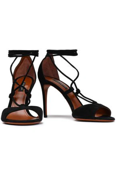 Dolce & Gabbana Embellished Suede Sandals In Black