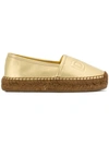 Dolce & Gabbana Logo-embossed Metallic Leather Espadrilles