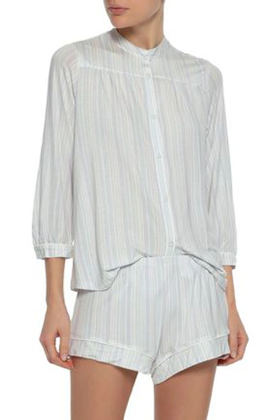 Eberjey Nautico Striped Shorty Pajama Set In Sky Blue