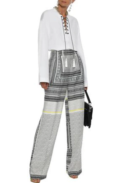 Etro Lace-up Embellished Cotton-poplin Tunic In White