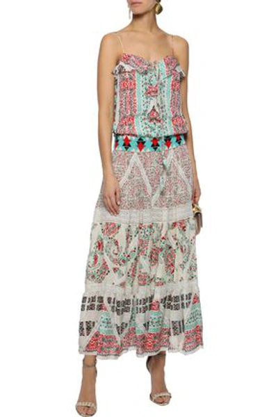 Etro Bead-embellished Ruffled Printed Silk-seersucker Maxi Dress In White