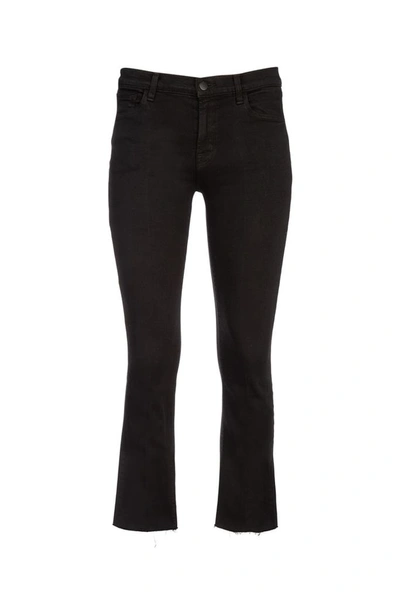 J Brand Selena Metallic-trimmed Mid-rise Kick-flare Jeans In Black