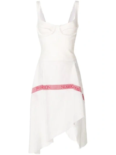 Jw Anderson J.w.anderson Woman Wrap-effect French Terry And  Linen Midi Dress Ivory In White