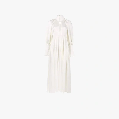 Ellery Prophet Button-embellished Stretch-silk Dress In White