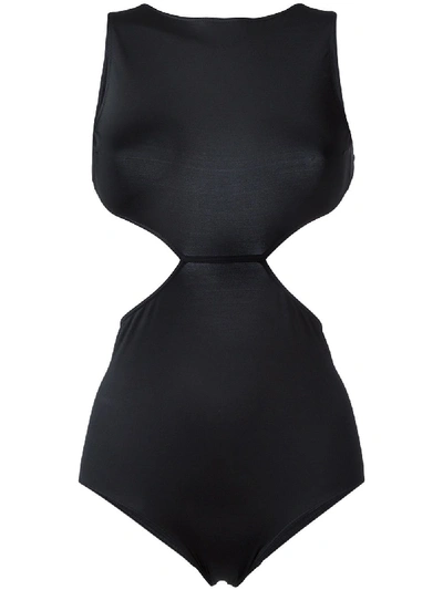 Rick Owens One Piece Babel Notched Swimsuit In Black