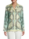 Valentino Printed Silk Button-down Shirt In Pale Blue