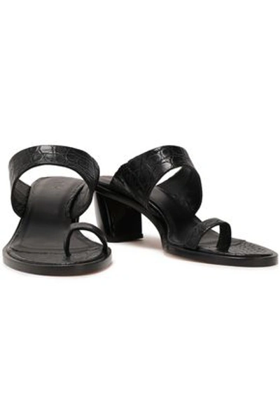 Tibi Olivia Crocodile Mules In Black