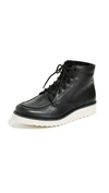 Vince Finley Platform Boot With Genuine Shearling Lining In Black/ Black Leather