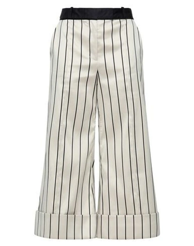 Zimmermann Cropped Striped Cotton-blend Satin Wide-leg Pants In Beige