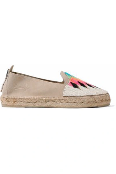 Manebi Manebí Woman Bead-embellished Suede Espadrilles Beige