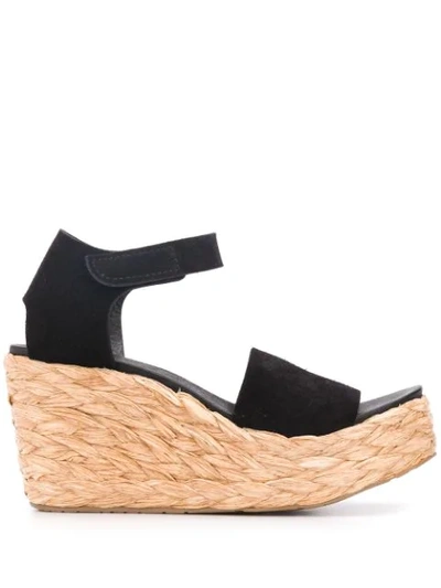 Pedro Garcia Teodora Satin Espadrille Wedge Sandals In Black