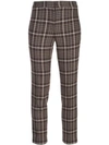 Adam Lippes Plaid Cropped Trousers In Brown