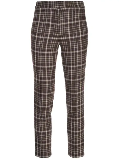 Adam Lippes Plaid Cropped Trousers In Brown