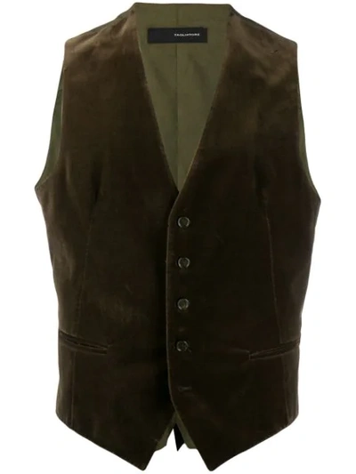 Tagliatore Velvet Waistcoat In Green