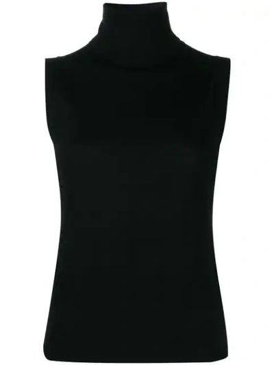 Allude High Neck Mini Dress In Black