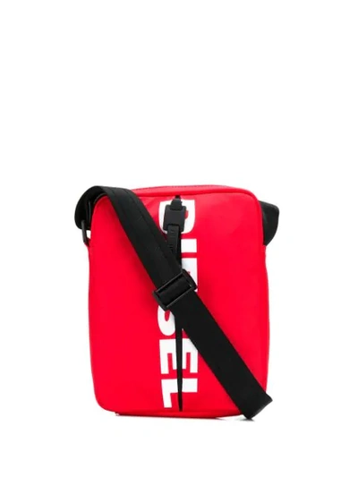 Diesel Contrast Logo Messenger Bag In Red