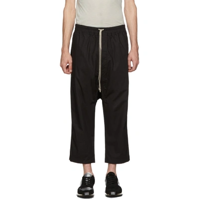 Rick Owens Drkshdw Black Drawstring Cropped Trousers In 09 Blk