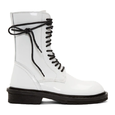 Ann Demeulemeester Ssense Exclusive White Low Rider Boot In White/black