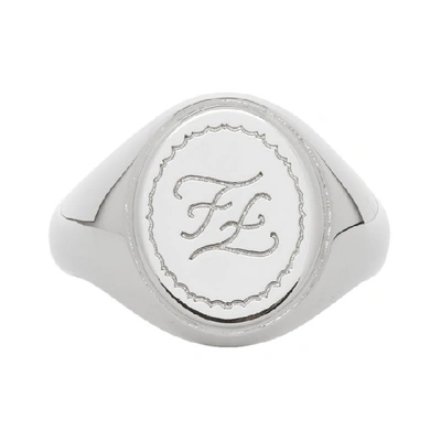 Fendi Silver Karligraphy Signet Ring In F0th0 Silve
