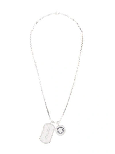 Versace Double Dog Tag Necklace In Metallic